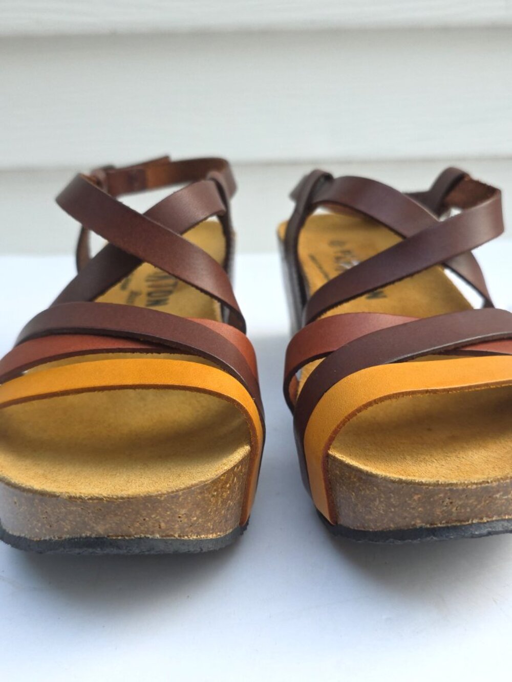 Plakton SO SONG women's wedge sandals in a brown and camel color - Picture 6 of 10